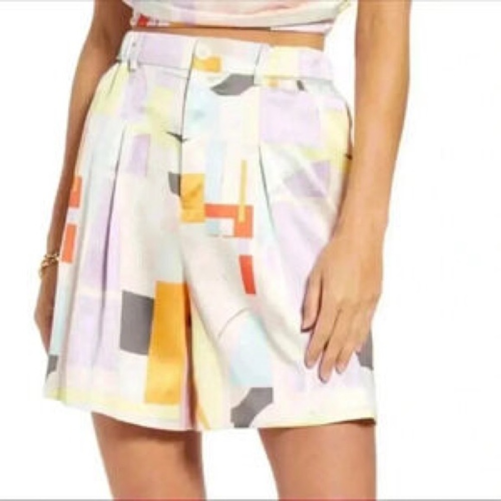 Open Edit Multicolor Satin Trouser Shorts